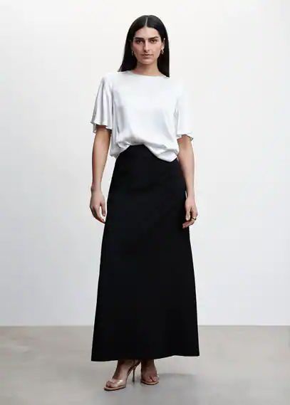 Satin blouse white - Woman - 10 - MANGO