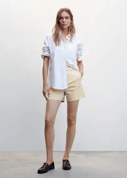 Pockets cotton shorts beige - Woman - 8 - MANGO