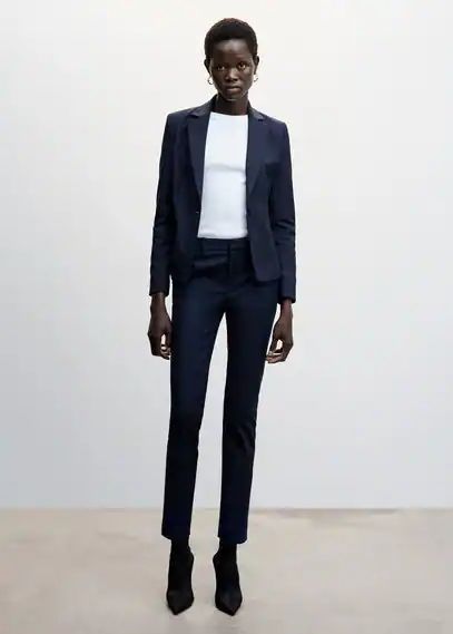Structured suit blazer dark navy - Woman - 8 - MANGO