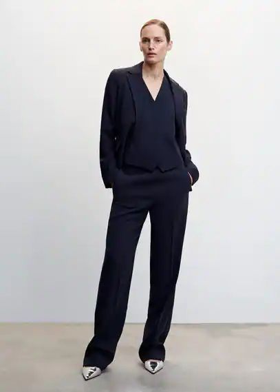 Elastic waist suit trousers dark navy - Woman - S - MANGO