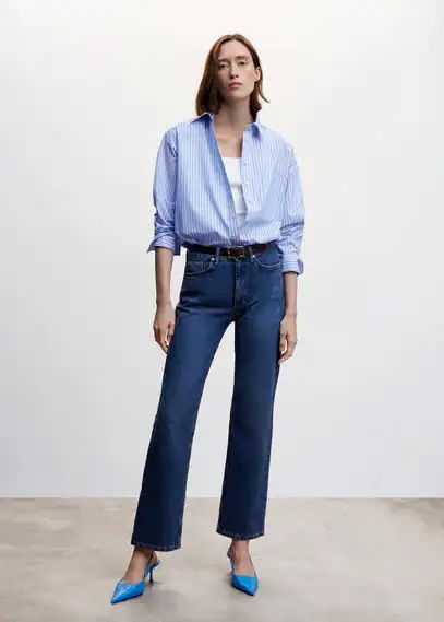 Oversize cotton shirt sky blue - Woman - 8 - MANGO