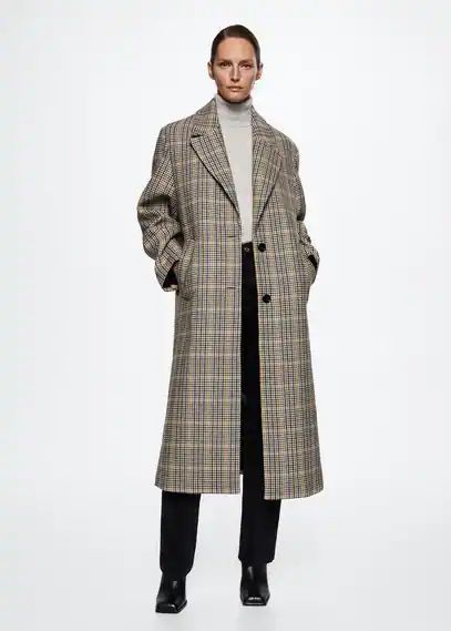 Houndstooth wool-blend coat brown - Woman - XXS - MANGO