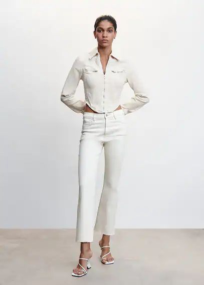 Crop flared jeans off white - Woman - 4 - MANGO