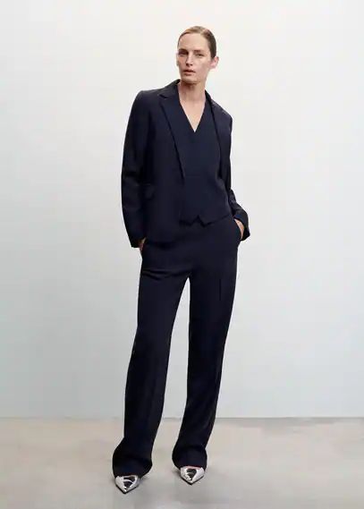 Fitted suit jacket dark navy - Woman - XXS - MANGO