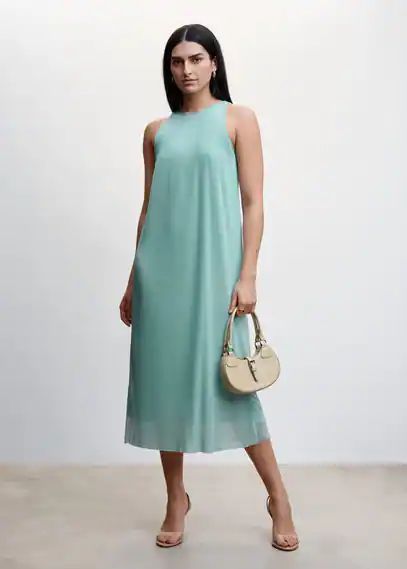 Textured shift dress turquoise - Woman - 8 - MANGO
