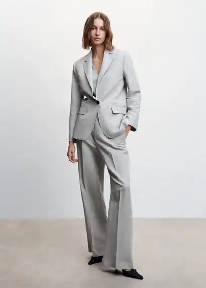 Linen blazer suit grey - Woman - XXS - MANGO