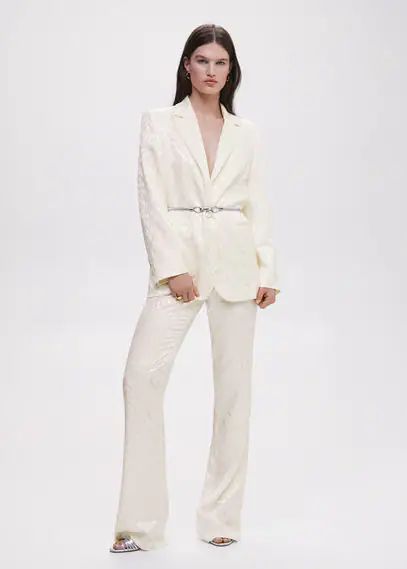 Jacquard suit blazer off white - Woman - XXS - MANGO