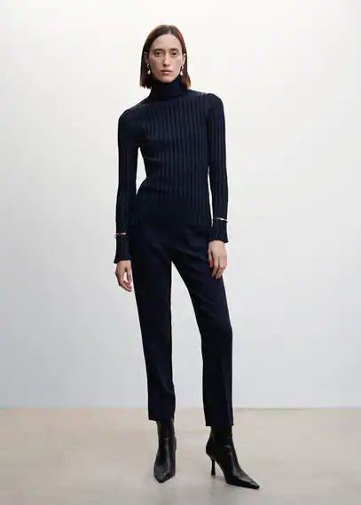 Flowy suit trousers dark navy - Woman - XS - MANGO