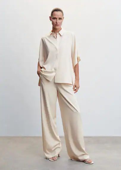 Short sleeved blouse ecru - Woman - 8 - MANGO