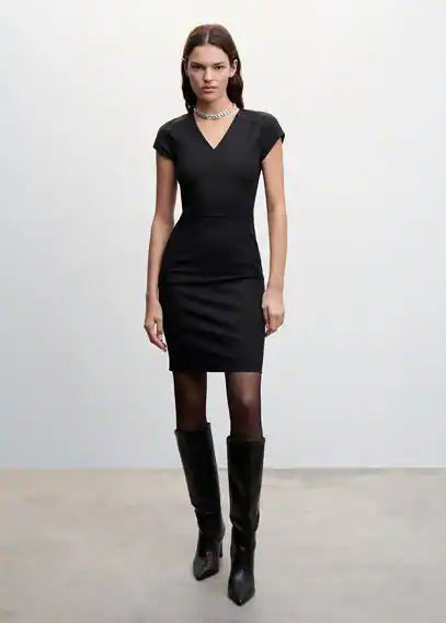 Tailored short dress black - Woman - 12 - MANGO