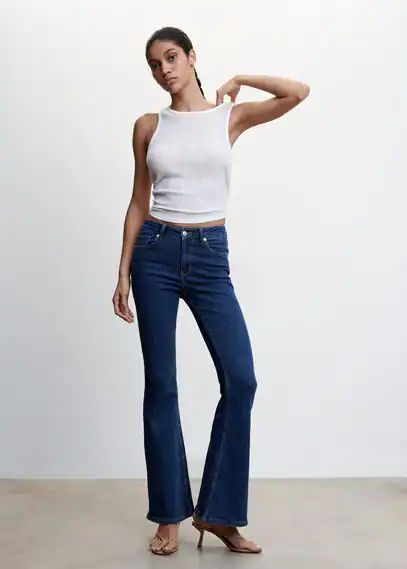 Medium-rise flared jeans dark blue - Woman - 14 - MANGO
