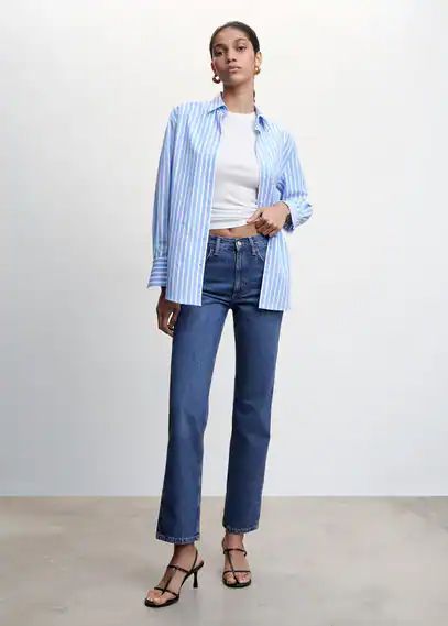 Mid-rise straight jeans dark blue - Woman - 14 - MANGO