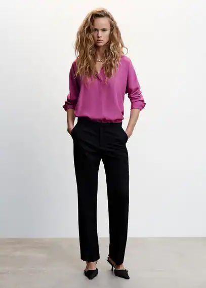 100% lyocell shirt purple - Woman - 12 - MANGO
