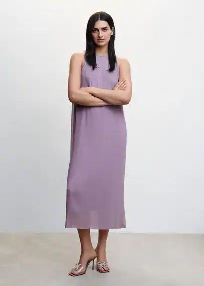 Textured shift dress light/pastel purple - Woman - 8 - MANGO