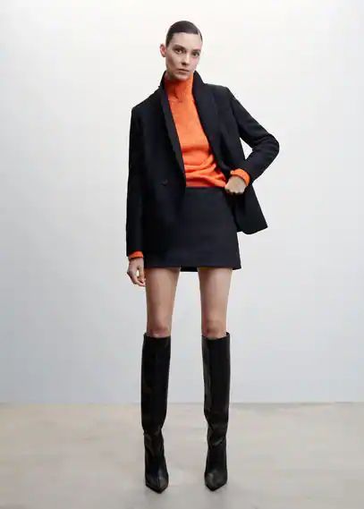 Sweater turtleneck seams orange - Woman - XS - MANGO