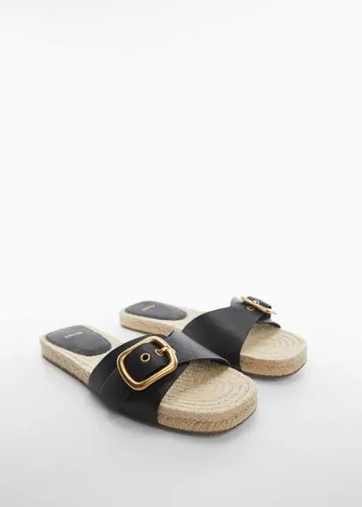 Esparto leather sandals black - Woman - 3 - MANGO