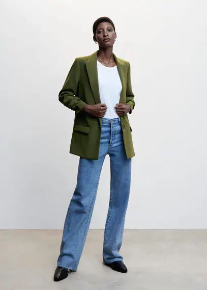 Flowy suit blazer green - Woman - 4XL - MANGO