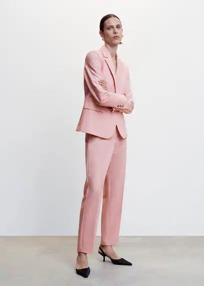 Straight suit trousers pale pink - Woman - 20 - MANGO