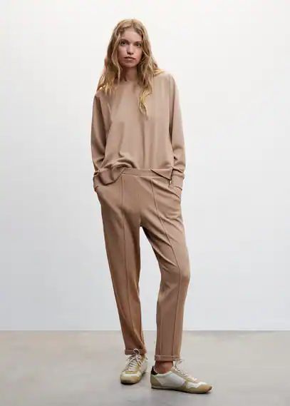 Pique jogger pants light/pastel brown - Woman - XXL - MANGO