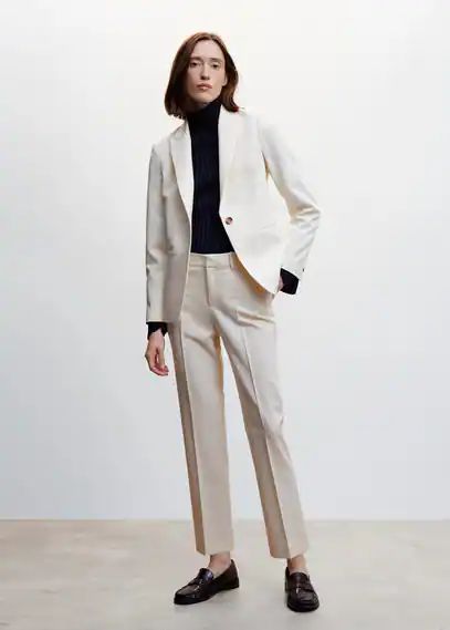 Fitted suit jacket ecru - Woman - 10 - MANGO