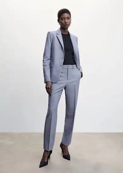 Straight suit trousers sky blue - Woman - 20 - MANGO