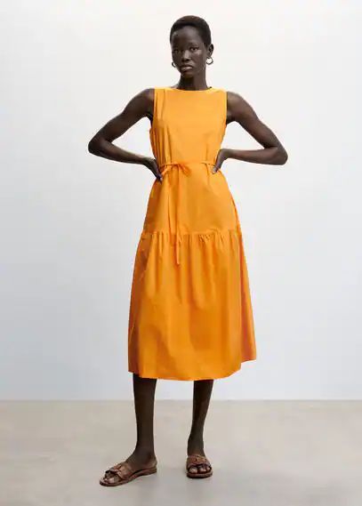 Floral embroidery dress orange - Woman - 14 - MANGO