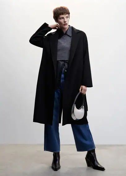 Belt handmade coat black - Woman - XXL - MANGO