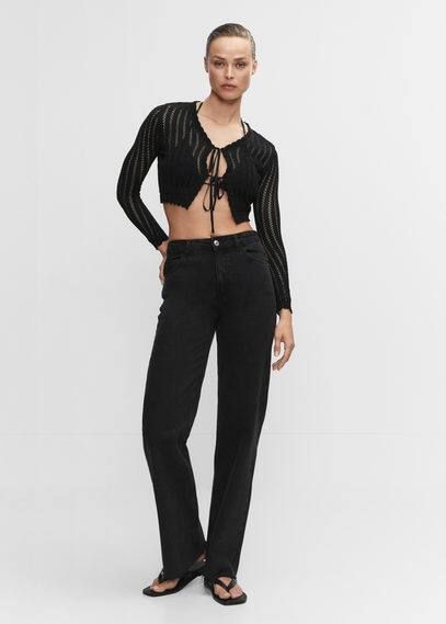 Wideleg mid-rise jeans black denim - Woman - 20 - MANGO