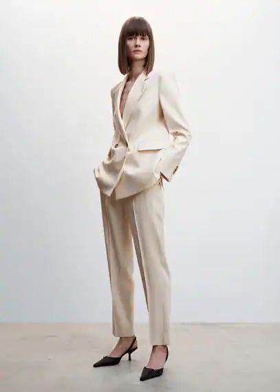 Straight suit trousers nude - Woman - XS - MANGO