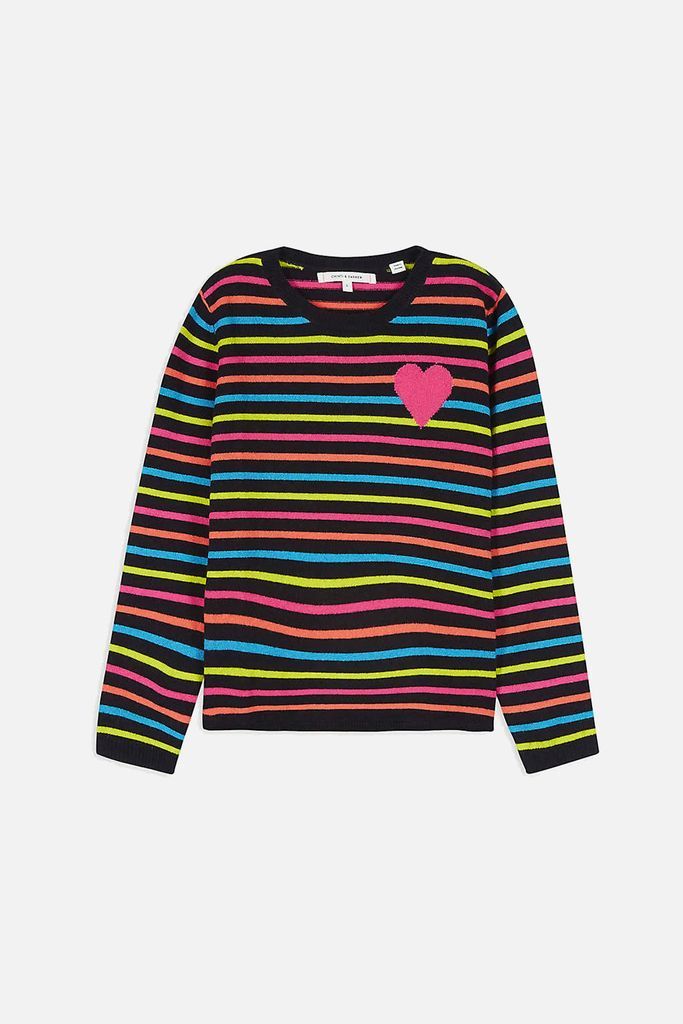 Rainbow Breton Heart Cashmere Sweater 8-12 Years