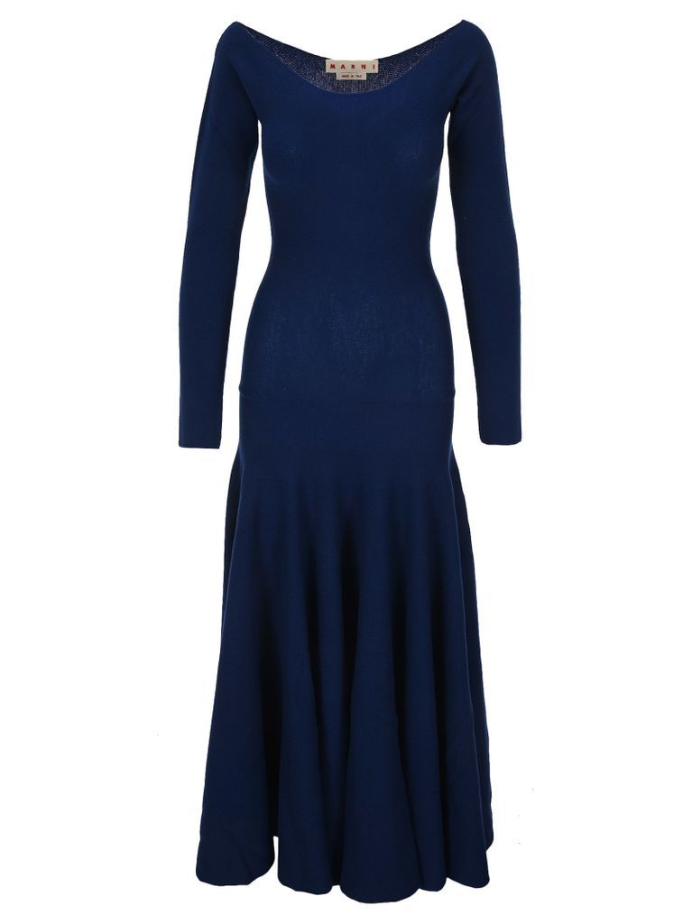 Boat-neck Long Knitted Dress