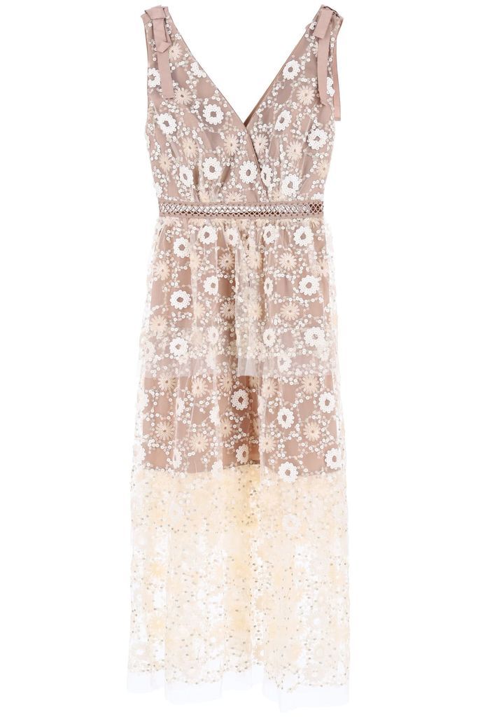 Midi Dress With Sequin Flowers