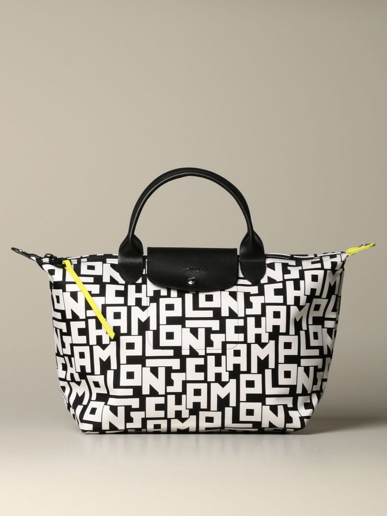 Handbag Medium Le Pliage Longchamp Bag In Logoed Canvas