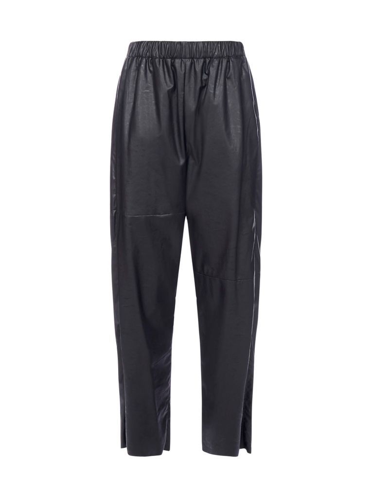 Cropped Faux Leather Jogger-style Pants