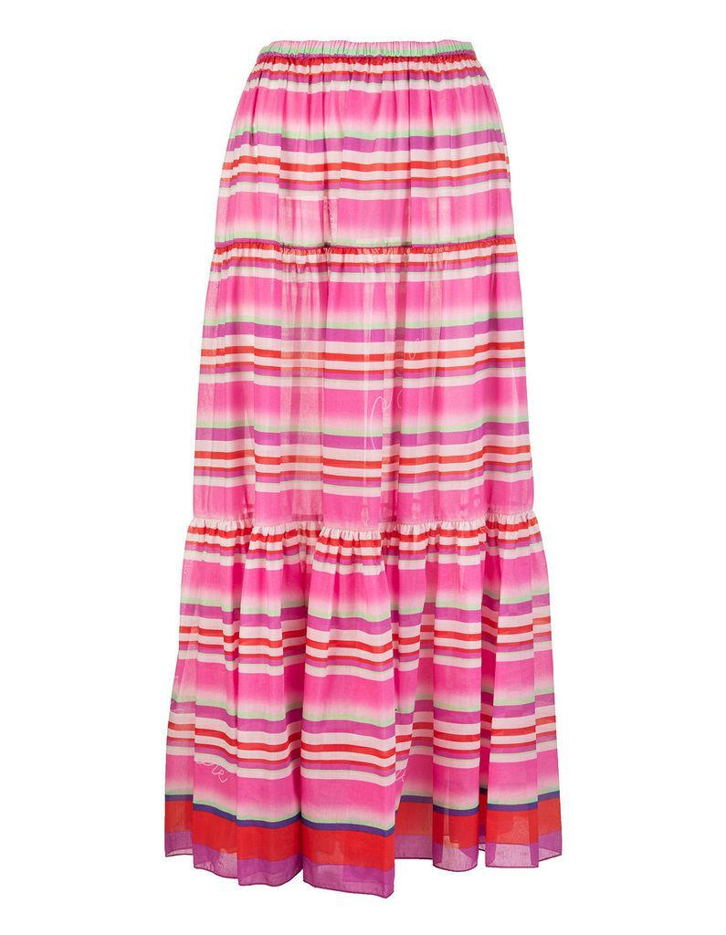 Red And Pink Striped Longuette Skirt