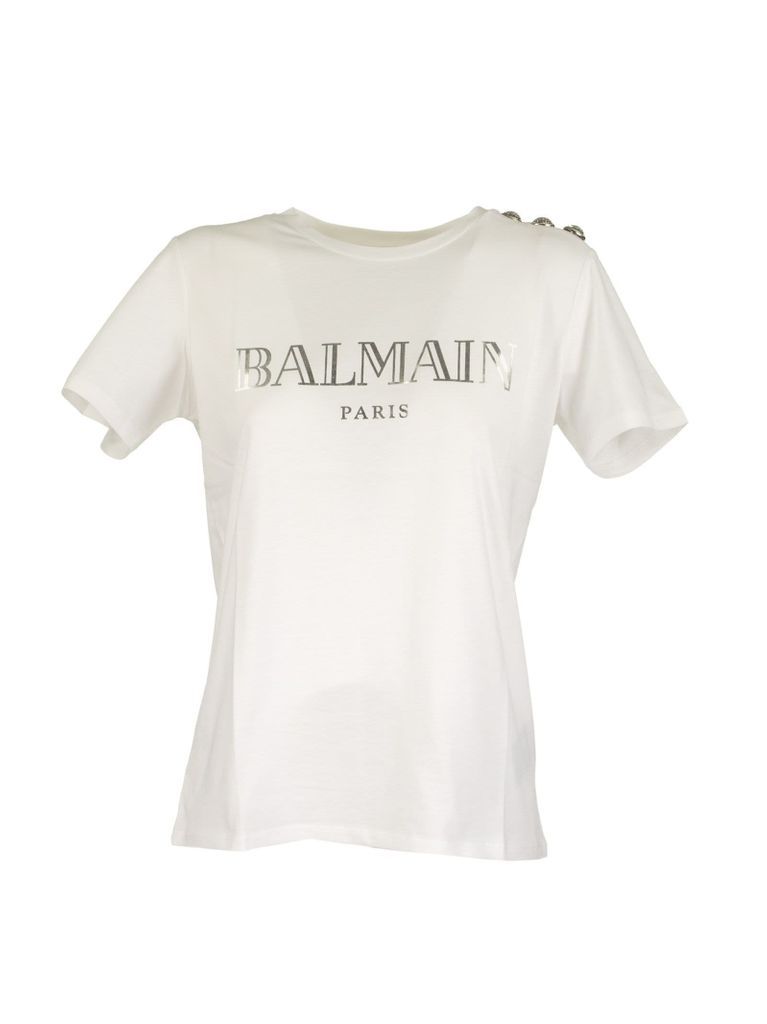 Cotton T-shirt With Balmain Logo Print