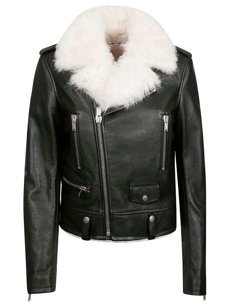 Furry Collar Zip Biker Jacket
