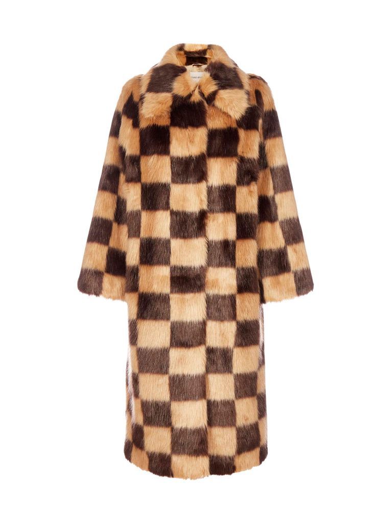 Nino Check-motif Faux-fur Coat