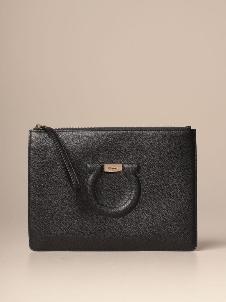 Mini Bag Salvatore Ferragamo Gancini Pouch In Grained Leather
