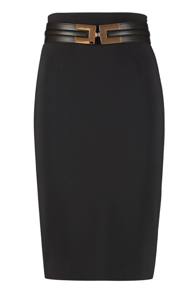 Stretch Pencil Skirt With Zip