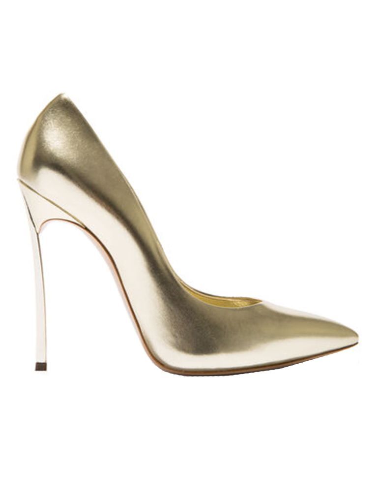 Gold Leather Blade Pumps