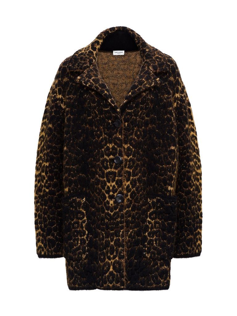 Jacquard Coat With Leopard Print