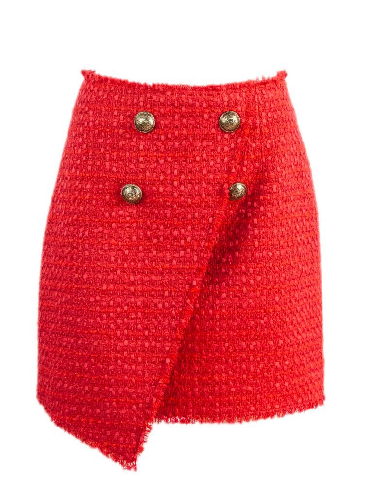 Short Red Tweed Skirt