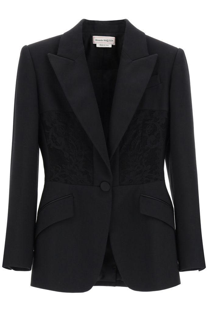 Blazer With Lace Inlays