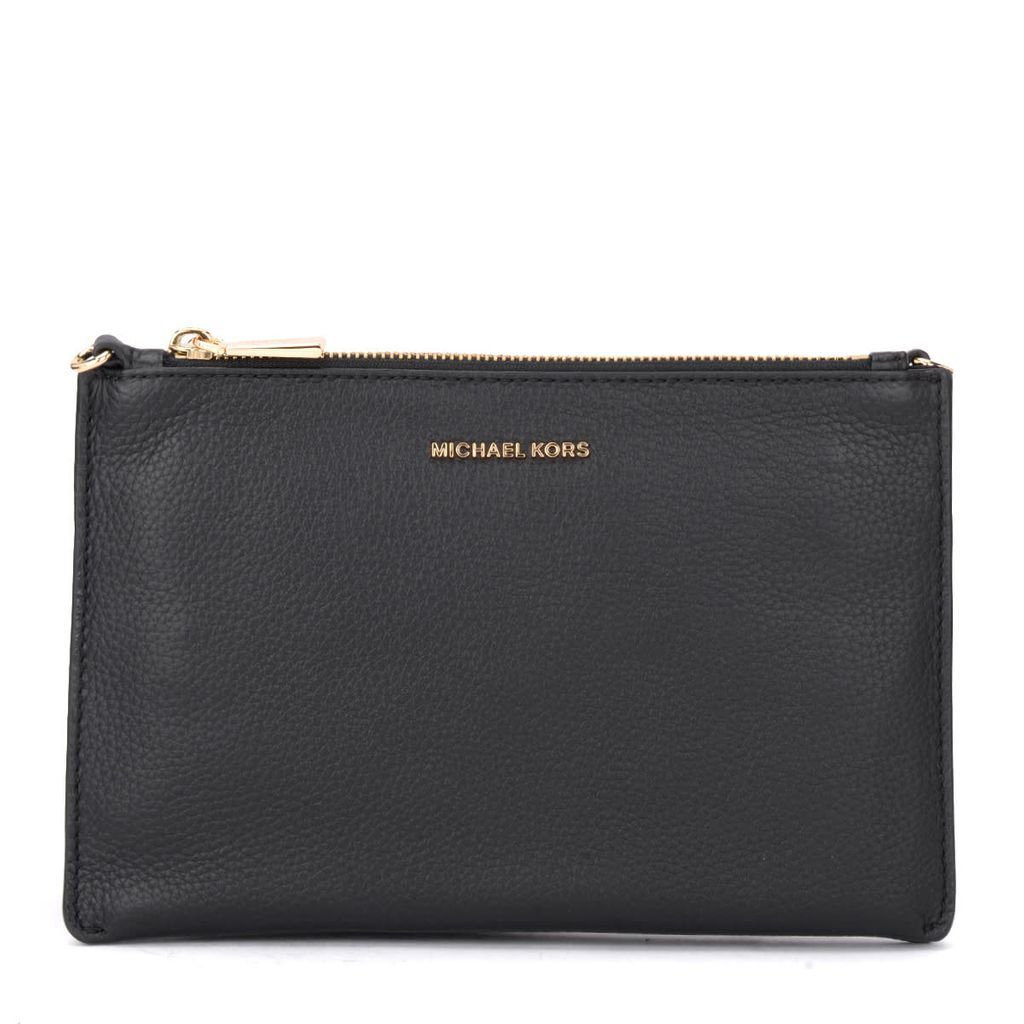 Double Pouch Shoulder Bag In Black Leather