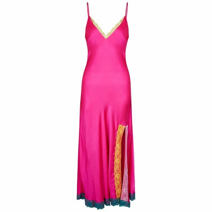 Veronica Hot Pink Silk Maxi Dress