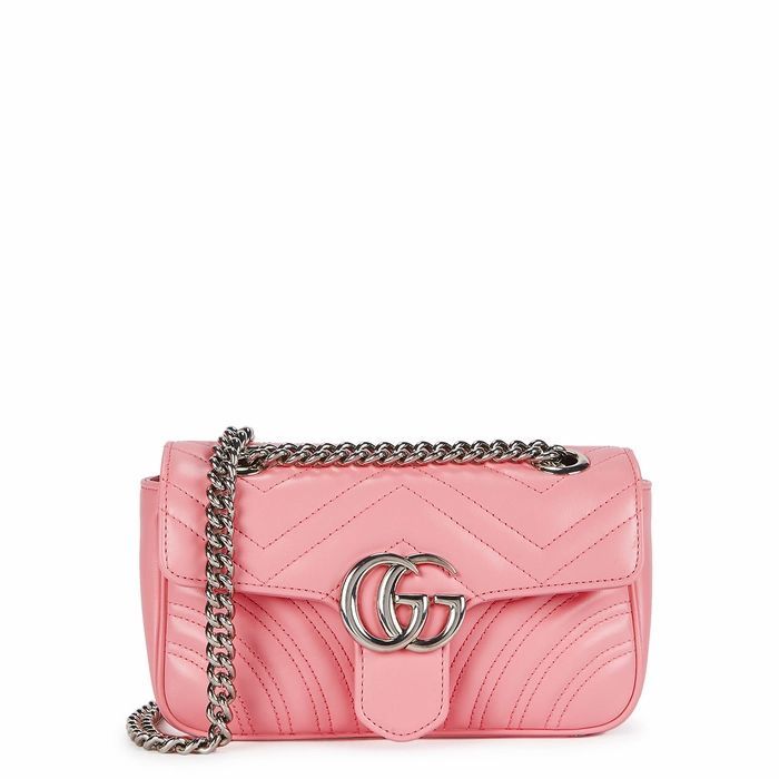 GG Marmont Mini Pink Leather Shoulder Bag