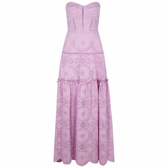 Juliette Lilac Eyelet-embroidered Gown