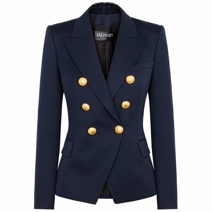Navy Double-breasted Wool Blazer