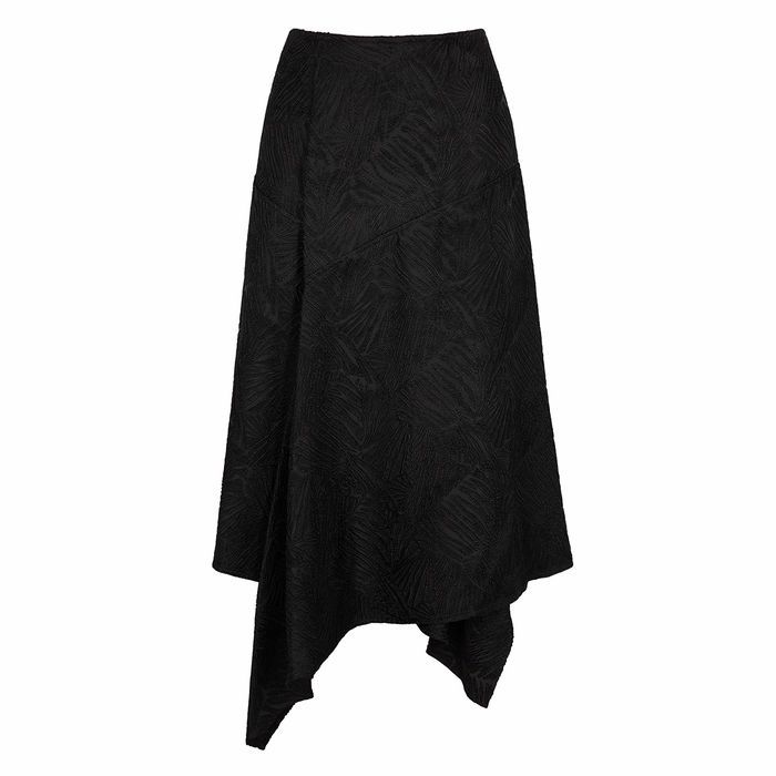 Dharma Black Leaf-jacquard Midi Skirt
